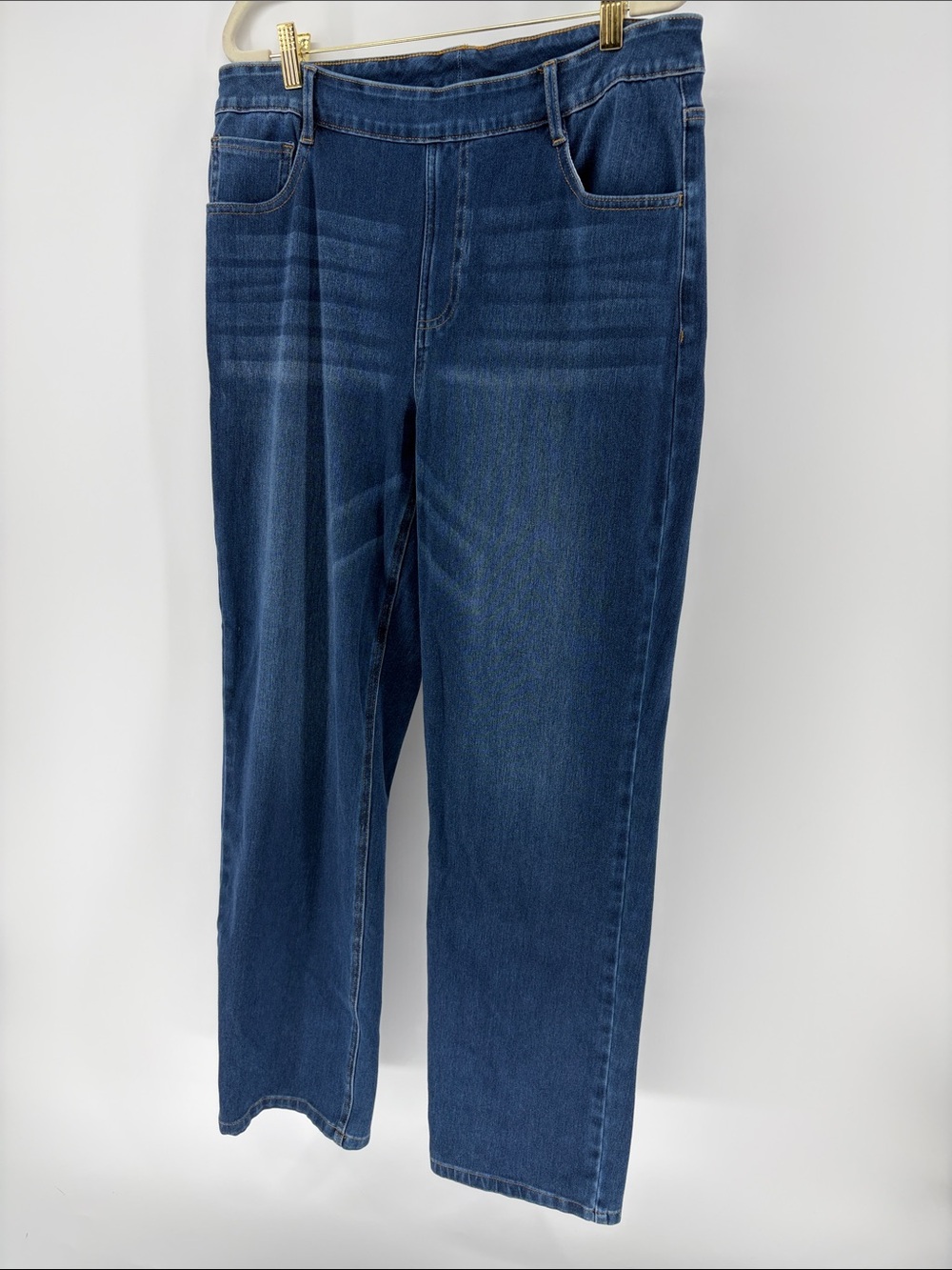 Halara XLT Xl Tall Pull on Straight Leg Jeans Medium Wash
